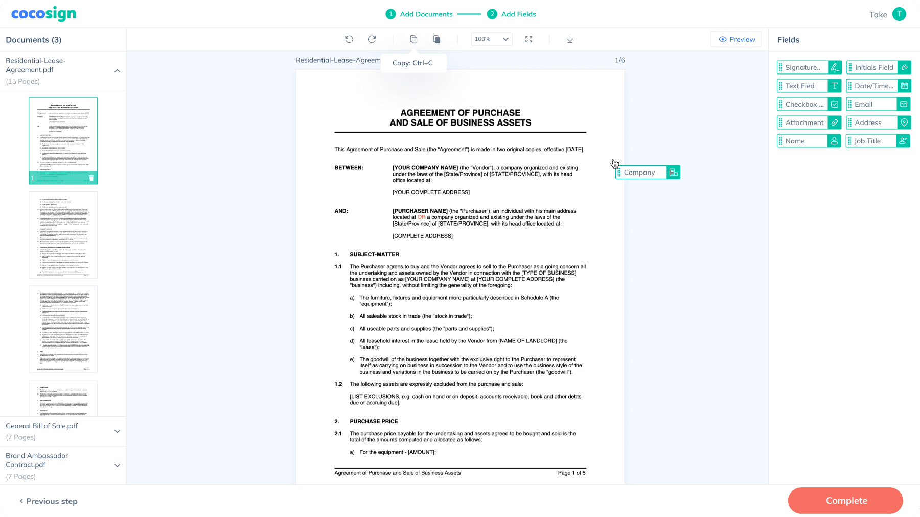 Drag and drop the field