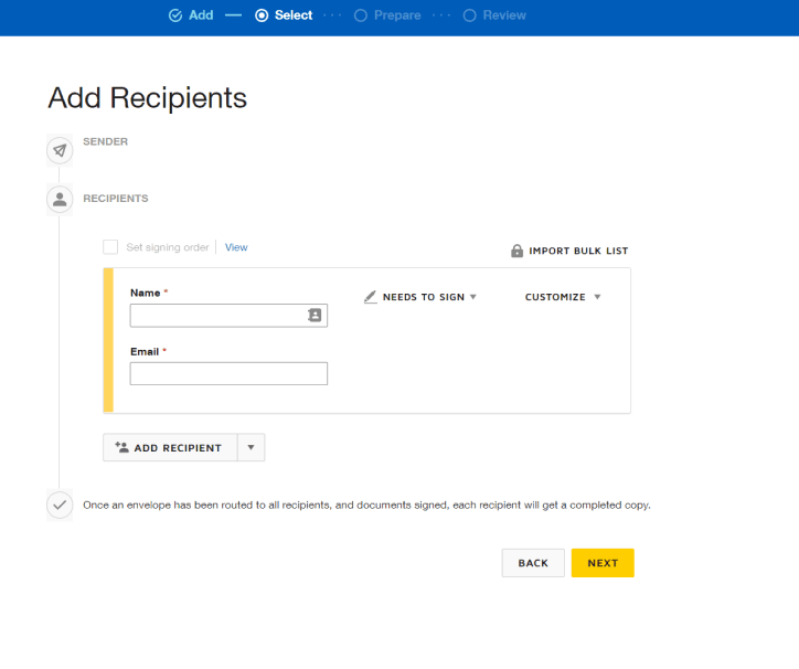 DocuSign add recipients