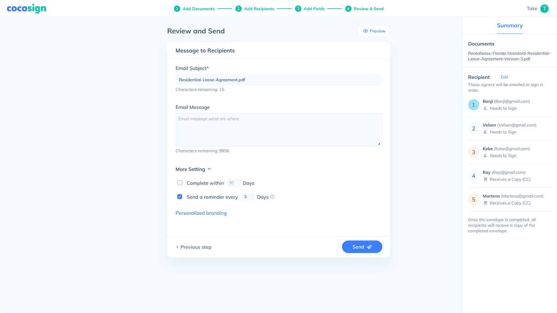 set a deadline for signatures