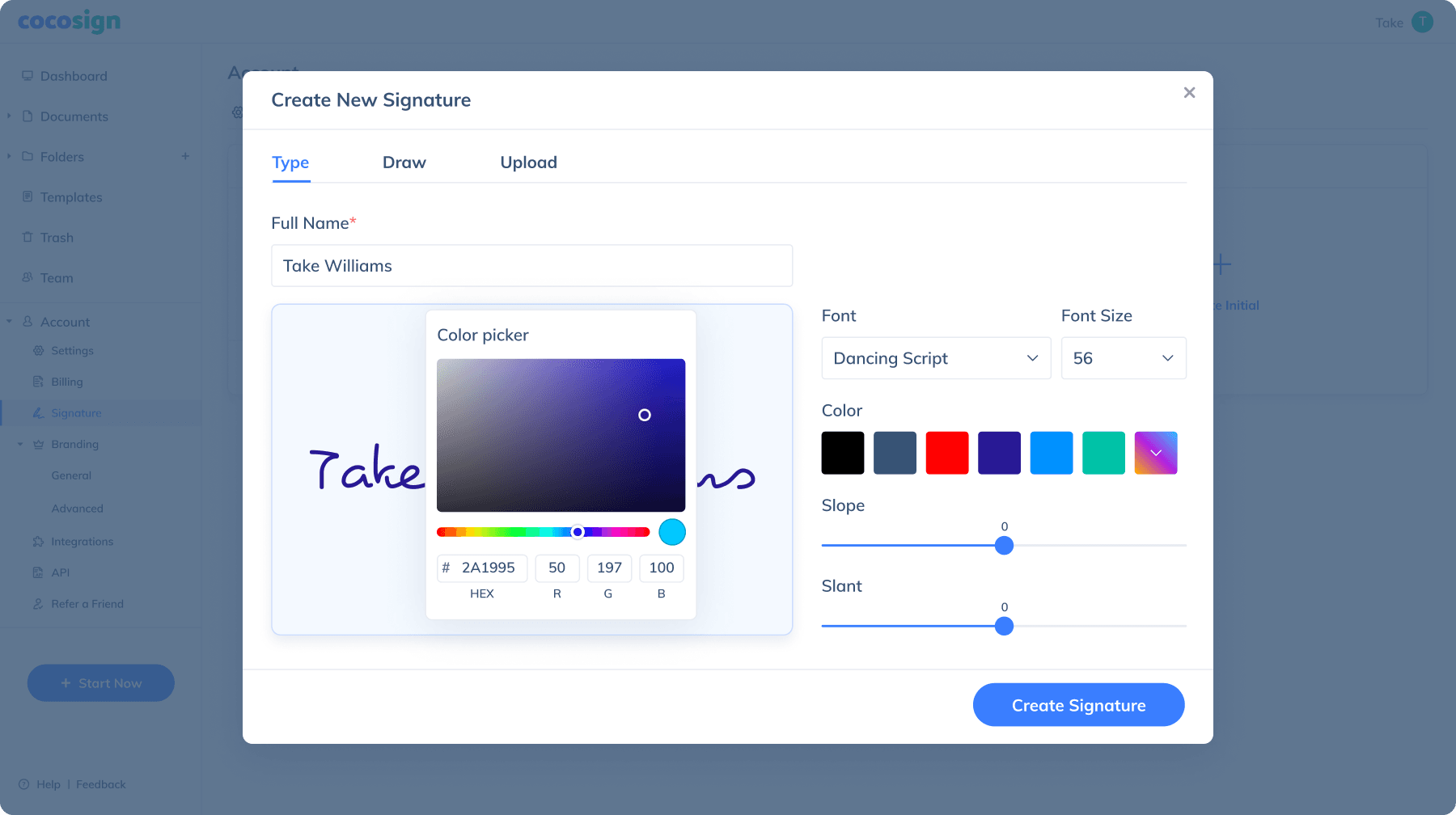 click Picture to insert the signature file