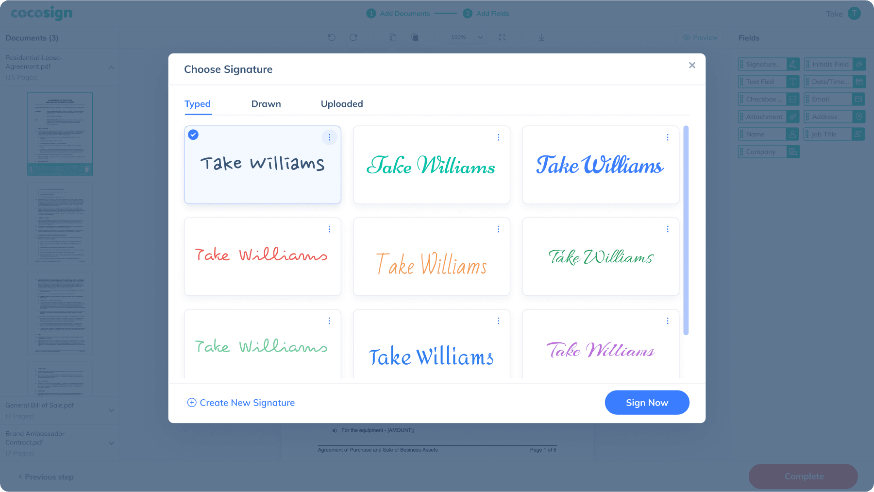 Click the field to append your signature