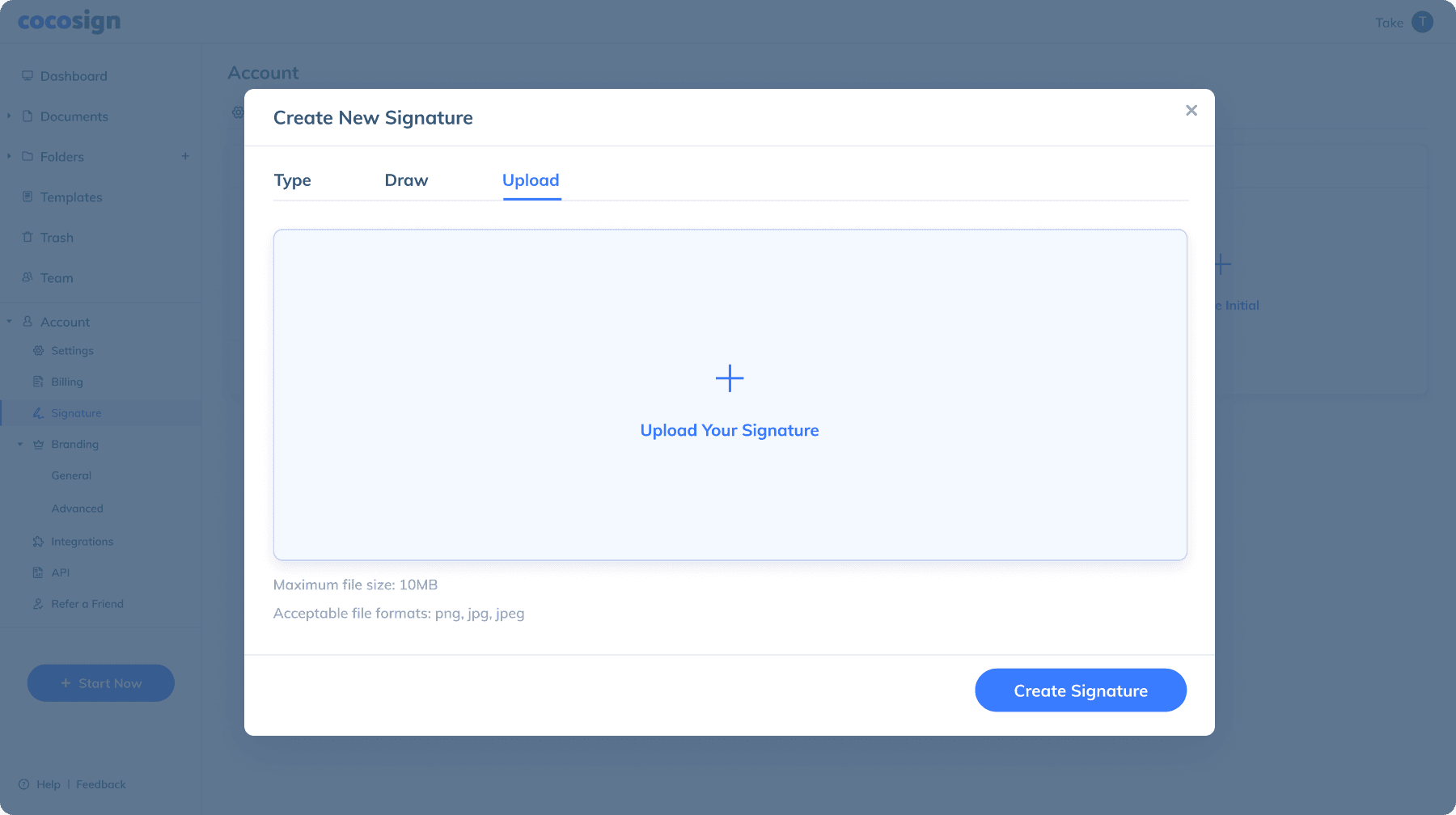 click Picture to insert the signature file