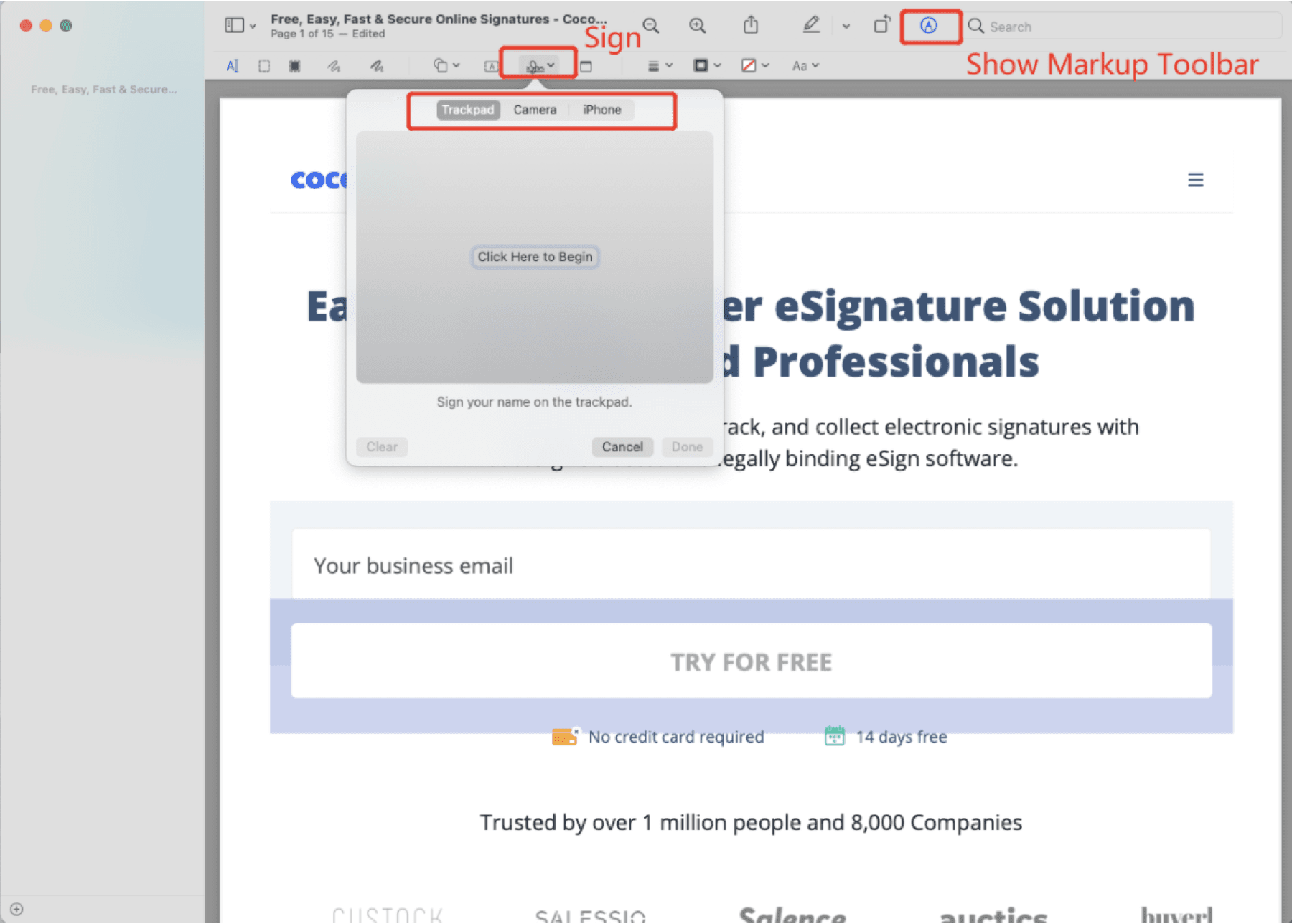 Select the Sign icon